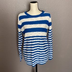 MAK Blue Crew Neck Striped Sweater